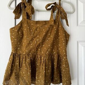 Madewell Floral Tie Strap Peplum Top Size Small